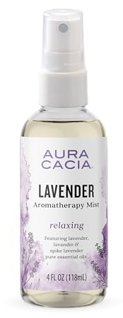 Aura Cacia Relaxing Lavender Aromatherapy Mist, 4-Ounce, Lavender Pure Essential Oils, Sweet & Floral Aroma