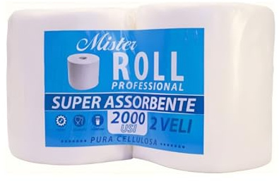 Rotoloni carta Asciugatutto Maxi Mister Roll 2000 - strappi in cellulosa super assorbente in Rotoli offerta qualità
