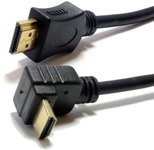 kenable HDMI Cable 1.4 High Speed with Ethernet Right Angle to Straight Plug 3D Full HD 1080p TV Lead Black 5m