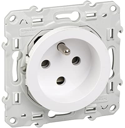 Schneider Electric - Odace, prise de courant 2P+T Blanc, à détrompage, à vis, connexion à vis - S520099