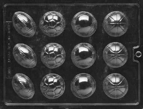 Home Chocolate Factory Ball Assortment Chocolate Mould (Baseball, Football, Basketball, Rugby)
