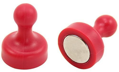 Magnete Skittle Rosso Ad Alta Potenza Per Frigorifero, Ufficio, Lavagna, Tabellone, Archiviazione - 19mm Dia x 25mm Di Altezza - Pacchetto Di 2