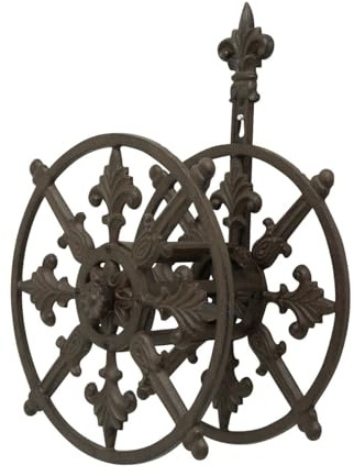 Antike Fundgrube Schlauchhalter im antiken Stil aus Gusseisen in braun | Schlauchhalterung für die Wand | Gartenschlauchhalter Schlauchrolle | B: 29 cm (6066)