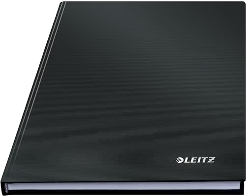 Leitz A5 Notizbuch liniert, 160 Seiten, 80 Blatt FSC zertifiziertes 80 g/m² Papier, Stabiler, kratzfester Hardcover-Einband, Für Büro, Schule oder als Tagebuch, Solid Serie, Schwarz, 46670095