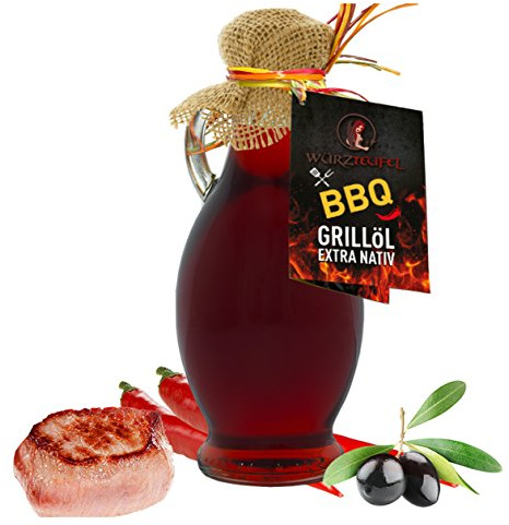 BBQ - Grillöl, Hot Barbecue Grill Öl mit natürlichem Hickory - Rauchgeschmack, aus Nativem, Extra Vergin Olivenöl, Griechenland. Ungefiltert. Kaltgepresst. AMPHORE IRGIZIA - Flasche 250ml.