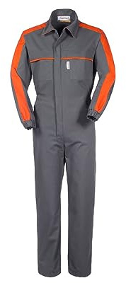 take time/lancelot Tuta da Lavoro con Colletto Grigia Arancio Gabardine Officina A42807 (M)