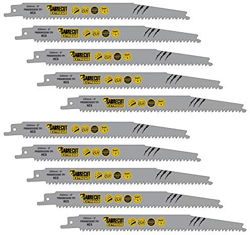 SabreCut 10pcs SCRS2345X_10 200mm 10 TPI S2345X Tigersågblad | Härdad bladkonstruktion ger snabb och hållbar kapning i trä, virke och beskärning