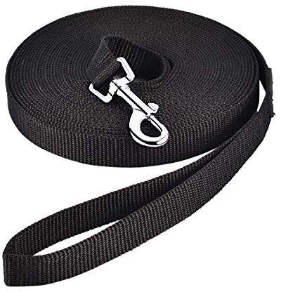 HAPPY HACHI Schleppleine für Hunde, 3m /5m /10m /15m /20m /25m /30m /33m Nylon Hundeleine mit Handschlaufe, Trainingsleine mit D-Karabiner,Lange Hundeleine,für Gehorsamkeitstraining (Schwarz, 3)