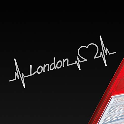 Hellweg Druckerei Auto Aufkleber London Herz Puls Stadt City Liebe Love ca. 19 x 5 cm