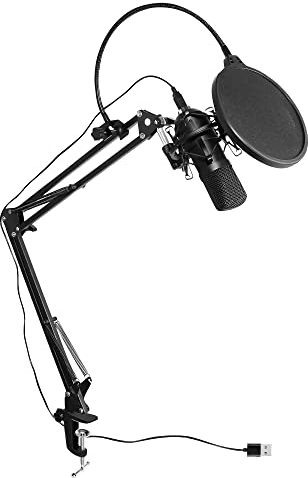 T'nB - Influence Microphone Cardioïde A Condensateur, Qualité Professionnelle, Pack Complet- Bras Articulé - Bonnette - Filtre Anti-Pop - Support Anti-Vibrations, Idéal pour Streaming, Podcast - Noir