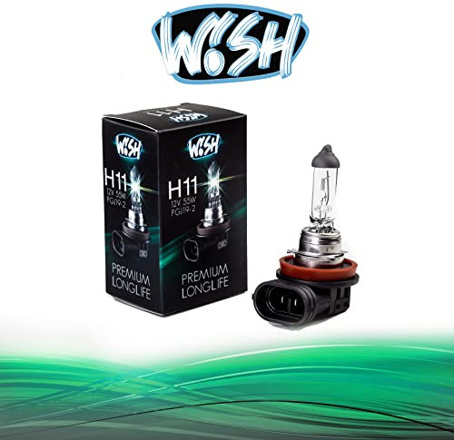 Wish® H11 LongLife 12V 55W PGJ19-2 Halogen Glühbirne Lampe Scheinwerferlampe Nebelscheinwerfer E1 Prüfzeichen (H11 LongLife Einzelpack)…
