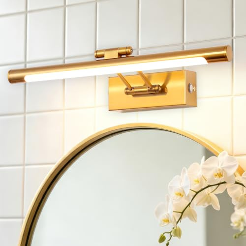 MantoLite Dimmbare 8w Innenwandleuchte, Led-Wandleuchte Für Badspiegel, Schlafzimmer Mit Schwenkbarem Kopf, 3000k Hotel-Restaurantlicht (900lm Messing, 40cm)