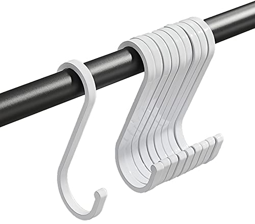 GAViA Ganci a S, resistenti, in metallo, a forma di S, per cucina e bagno, per appendere vasi, piante, tazze da caffè, cappotti, asciugamani, 10 pezzi, bianco