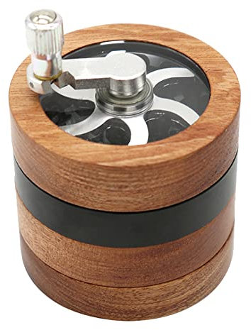 CNSTZX Broyeur Ewha Bois Massif incassable de broyeur de première qualité à manivelle de Grinder Moulin à Epicé en 4 pièces Broyeur pour l'herbe de Fines Herbes et Les épices Feuille de Tabac,Noir