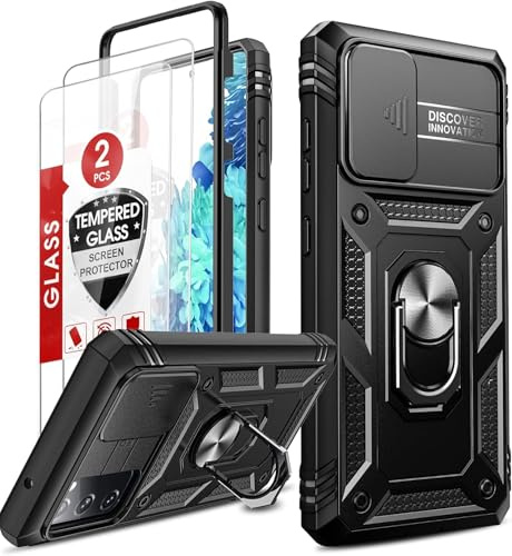 LeYi für Samsung Galaxy S20 FE Hülle Kameraschutz Handyhülle [2 Schutzfolie], Hybrid Schutzhülle Militär Standard Stoßfest Case Ring Ständer Halter Handy Hüllen für S20FE 4G/5G Schwarz