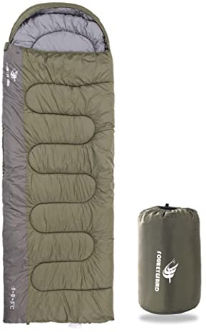 Arctic Lemmings Sleeping Bag for Adults & Kids,Waterproof Lightweight Backpacking Sleeping Bags, Envelope Hooded 3 Season for Camping Hiking Outdoor Travel (Army Green)