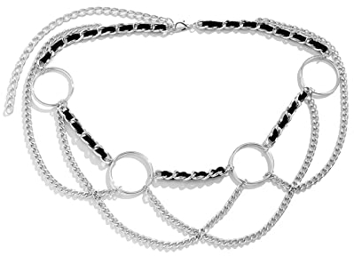 Mesnt Kettengürtel für Frauen Taillenkette für Kleid Taillenkette Silber Einfache Querkettenquaste Taillenkette, Bauchkette, Hüftkette, Kettengürtel, Körperkette, Silber