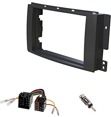 Audioproject A446 - Autoradio Set Radioblende Doppel DIN 2 DIN kompatibel mit SMART ForTwo 451 ab 2007 - SMART ForFour 454 ab 2004 Cabrio Einbaurahmen Radioadapter Antennenadapter schwarz