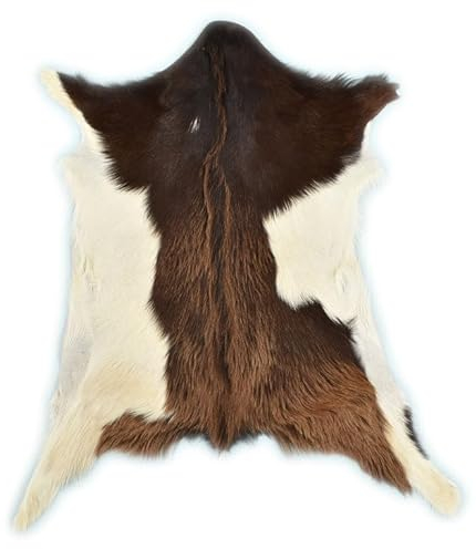 ZIEGENFELL Dunkelbraun BEIGE CA. 80 x 60 cm DEKO Fell VON KUHFELLE ONLINE