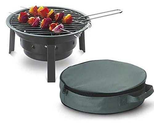 DXDRT Grille Portable à Charbon de Bois, Barbecue Pliable à Charbon de Table Domestique avec étui de Transport, Barbecue Grill Rond Camping Grill Poêle pour Extérieur Intérieur et Pique-Nique