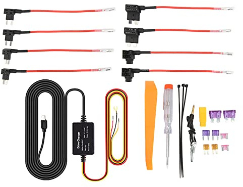 Dash Cam Hardwire Kit, Dashcam-Verkabelungsset 12 V–28 V auf 5 V USB-Adapter mit Überhitzungsschutz für Spiegelkamera, GPS-Navigationssystem, Radarwarner (MINI)