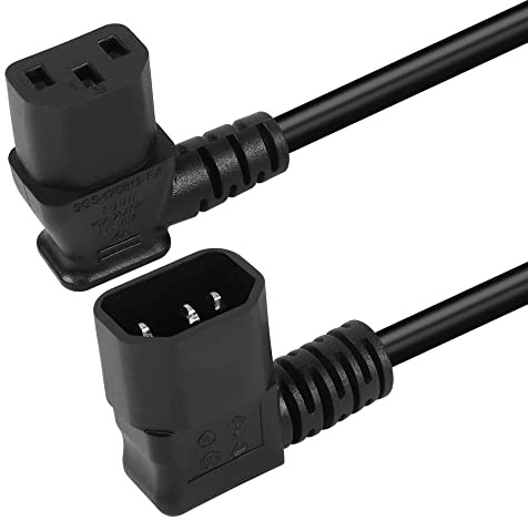 GELRHONR 1.6Ft 90 Degrees IEC320 C14 to Right Angle C13 PDU Power Supply Extension Cord, Right Angle C14 Male to C13 Female Power Cable for Computers, Monitor and Scanner