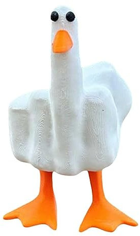 XUEQI Middle Finger Duck Resin Figurines,Funny Middle Finger Duck Statue Decoration,Creative Little Duck Gnomes Art Sculpture Ornament Decor for Home Office Desktop