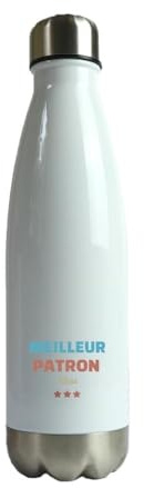 CADEAUX.COM - Gourde Personnalisable - Meilleur Patron - Gourde Isotherme Personnalisée - 500ml - Bouteille Thermos avec Message - Idée Cadeau Original- Cadeau Homme - Cadeau Femme