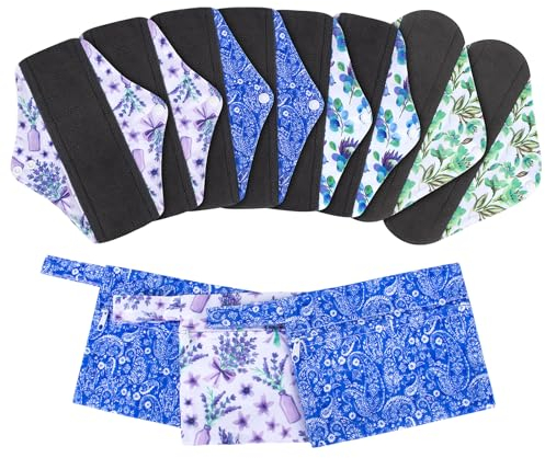 Viedouce Compresas Reutilizables,Paquete de 6 Stoffbinden Waschbar, Salvaslip Reutilizable,Compresas de Tela Superabsorbentes con 1 Impermeables Bolsas de Almacenamiento