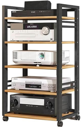 HOFSSI 5-stöckiger Audio-/Video-Medienständer, Eckkomponente aus Holz, moderner AV-Schrank, Stereo-Audio-Rack, multifunktionaler Medien-Stereo-Ständer, CD-Player for Wohn-, Spiel- und Aufnahmeräume