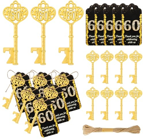 Qonmpcvu 50Pcs 50th Gold Key Bottle Opener 50th Birthday Party Favors, 50th Anniversary Souvenirs Return Gifts 50th Key Beer Bottle Opener With Thank You Cards For Party Birthday Wedding Shower (50)