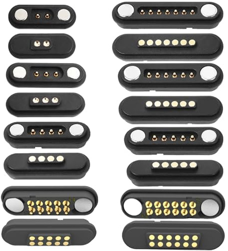 1 Paar 2P/3P/4P/5P/6P/7P/8P/9P/10P/12-poliger magnetischer Pogo-Pin-Anschluss, Gleichstrom-Stecker + Buchse, federbelasteter Magnet, Pogo-Pin-Anschluss, ein- und zweireihiger Gleichstrom-Ladeanschluss