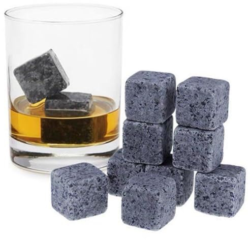 Abbdbd 9pcs Ice Stone Sets Granite Iced Drink Stone Reusable Cooling Ice Cube with Wooden Box Gift Home Bar Barware for Whisky, Wine