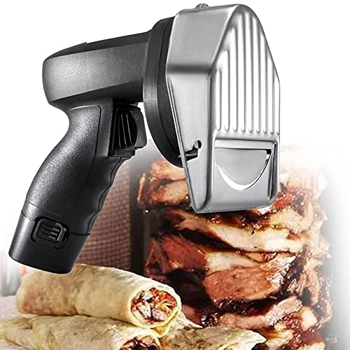 MLUENF Macchina Senza Fili, Affettatrice Elettrica Professionale per Doner Kebab, Coltello per Tagliacarne in Acciaio Inox con Spessore Regolabile 1-8 mm per Barbecue da Ristorante