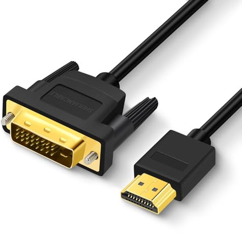 SHULIANCABLE HDMI auf DVI Kabel, bidirektional, 1080P, DVI-D 24 + 1 Stecker auf HDMI Stecker, High Speed DVI auf HDMI Adapterkabel kompatibel mit Projektor, Laptop, TV, PC, DVD Player (5M)