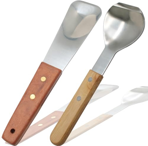Amgiimor 2 Pack Ice Cream Spade Set, Stainless Steel Ice Cream Scoop with Wooden Handle Butter Cutter Cake Scraper Essential Kitchen Tool