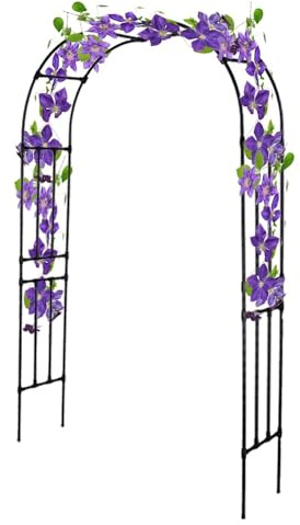 Rosenbogen aus Verzinkt Stahl Weiß Gartenbogen Hochzeitsbogen für Decoration Rankbogen Gartenbogen Pergola Widersteht Rost 120,150 cm breit(Schwarz,120x240cm)
