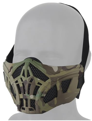 Fotrsta Masque Demi-Face Tactique Airsoft Scorpion, Masque Protection Paintball Réglable Respirant Équipement Tactique D'extérieur pour Paintball Tir Cosplay Costume Party