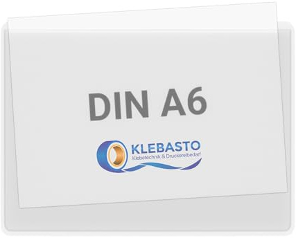 KLEBASTO Selbstklebetaschen | Transparent | Sichttaschen zum Kleben | Infotaschen zum Kleben | Rechtecktaschen Transparent (DIN A6 | Breite Seite Offen, 20)