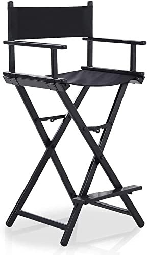 Robuster, faltbarer Regiestuhl mit Fußteil, tragbarer, hoher Campingstuhl für Studio, Make-up-Künstler, Schauspieler, unterstützt bis zu 150 kg