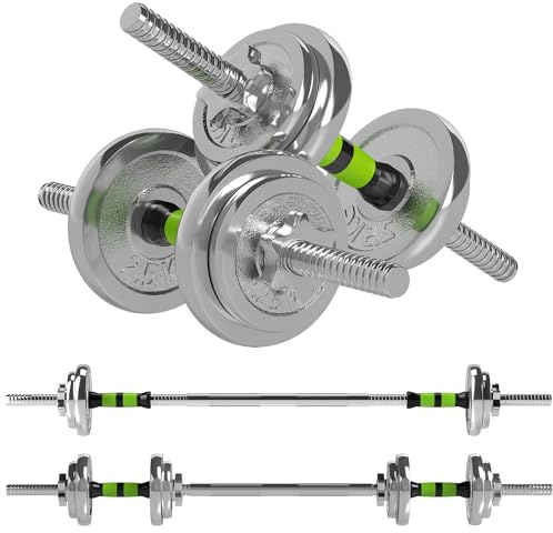 SPORTNOW 20kg Adjustable Weights Dumbbells Set, 2-in-1 Dumbbells and Barbell with Non-Slip Handle, Free Weights Set for Home Gym, Weight Lifting and Strength Training