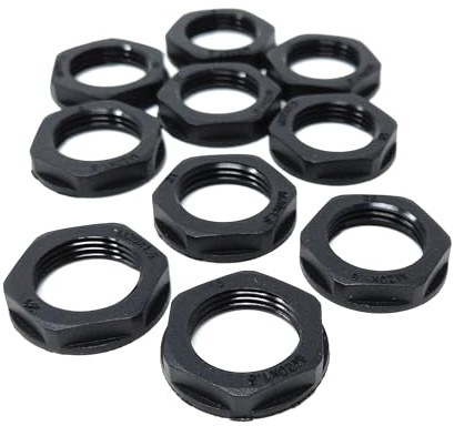 M20 20mm Nylon Kontermutter (Polyamid), 10 Stück - Langlebige, leichte Befestigungslösung (Schwarz)
