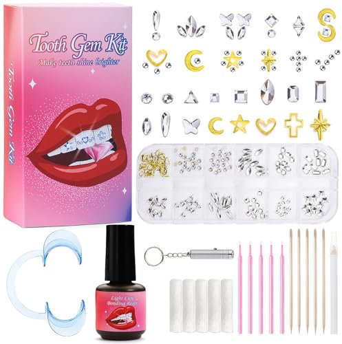 2025 Tooth Gems Kit, DIY Tooth Gems with GIue,Tooth Gem,Teeth Crystal Decoration for Tooth Decor Women，Diamond Crystal Tooth Jewelry, Firm and Reliable, for Teeth Decoration (Set A)