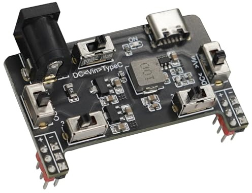 Treedix Breadboard Power Supply Module 3.3V/5.5V 0.15A/2A, with USB Type-C Port and DC 2.1mm Port, Charging Moule for Breadboard Electronic Experiments
