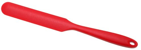 Vroxdrez Schmaler Silikonspatel Rot, Flexibler Glasspatel bis 315 °C hitzebeständig, Mit langem schlankem Griff zum Rühren von Sauerteig und Abschaben von Saucen, Für kleine Behälter