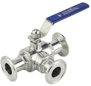 3/4 19mm 304 Stainless Steel 3 Way L Port Ball Valve 1.5 Tri Clamp Ferrule Type for Homebrew Diary Product PAJPXPCD