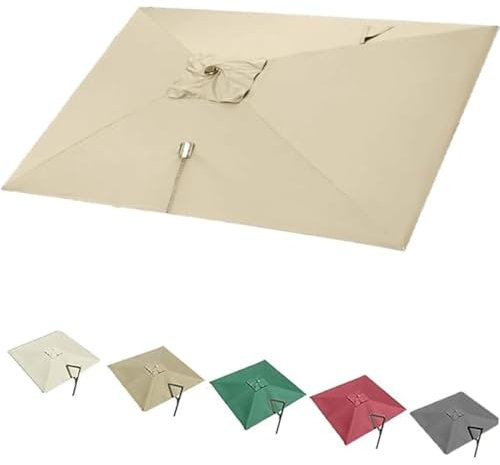 ZYXQQJ Telo per Ombrellone Mercato Esterno Anti-UV Tessuto di Ricambio per Quadrato Ombrellone 8 Stecche Copertura di Ricambio per Ombrellone Giardino(Khaki,4x3m/13x9.8ft)