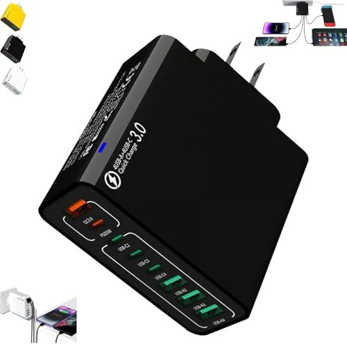 Caricabatterie rapido USB impermeabile 8 in 1, presa di corrente per caricabatterie da viaggio per telefono, stazione di ricarica rapida multipla, adattatore da parete rapido ad alta velocità per cell