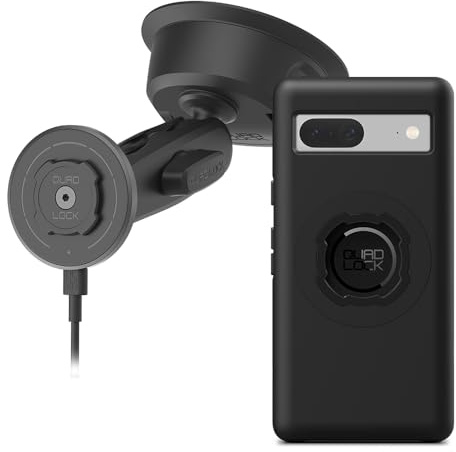 Quad Lock Heavy Duty Suction Car Phone Mount with MAG Phone Case and MAG Wireless Charging Head for Google Pixel 7a