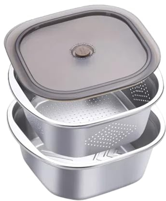 Tazón de cocina con tapa apilable, colador de cocina para el hogar y camping al aire libre, para colador de pasta, verduras, frutas y arroz (4600 ml)